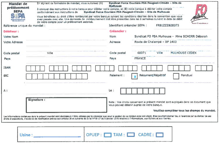 FEUILLE D'ADHESION FO MULHOUSE