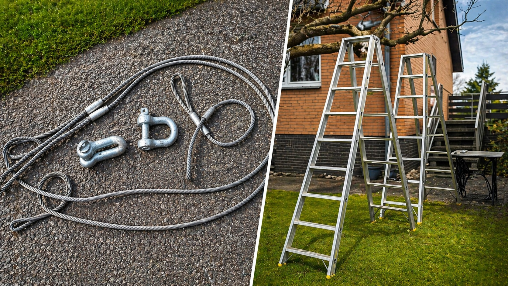 Stahlseile und Profi Alu-Bockleiter zu verkaufen