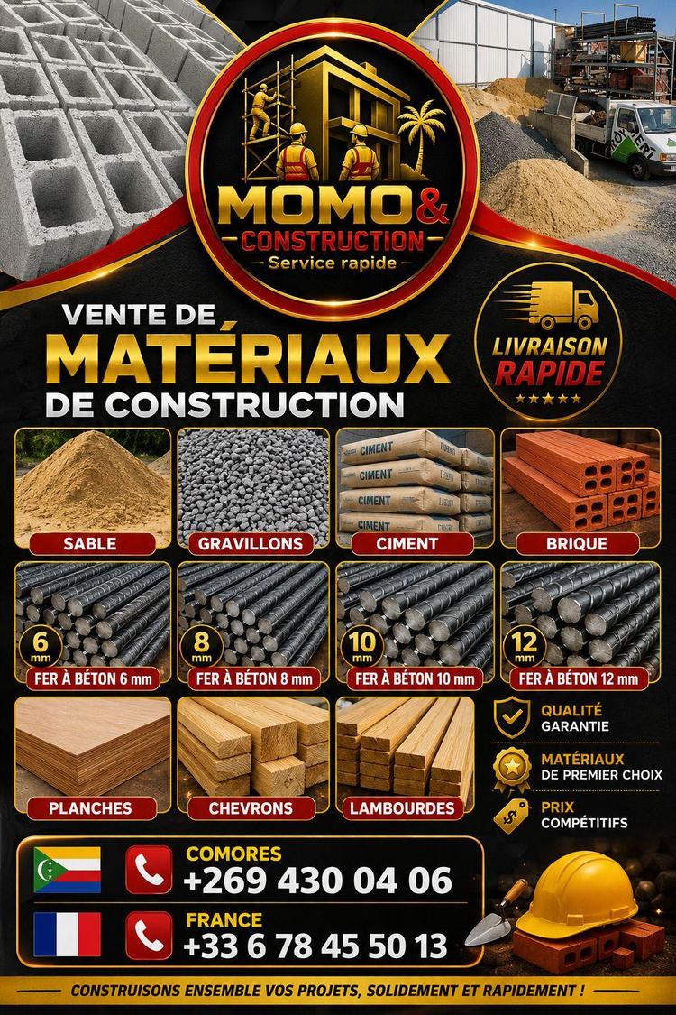 Vente des matériaux de construction - Momo Construction Rapide