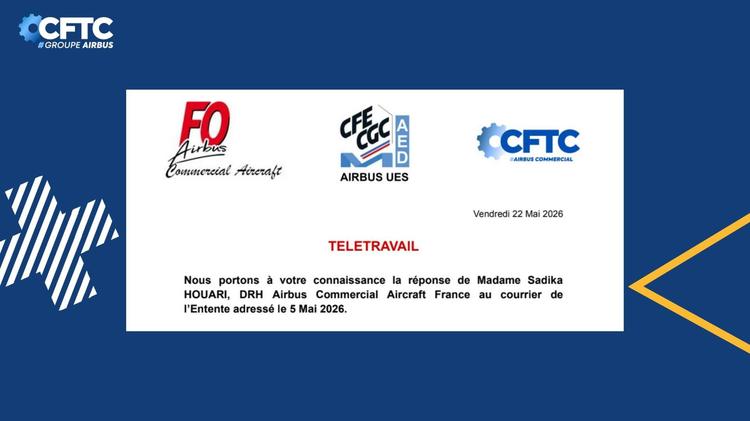  🔵 CFTC -TELETRAVAIL:  demande de rencontre officielle de l'Entente avec la DRH