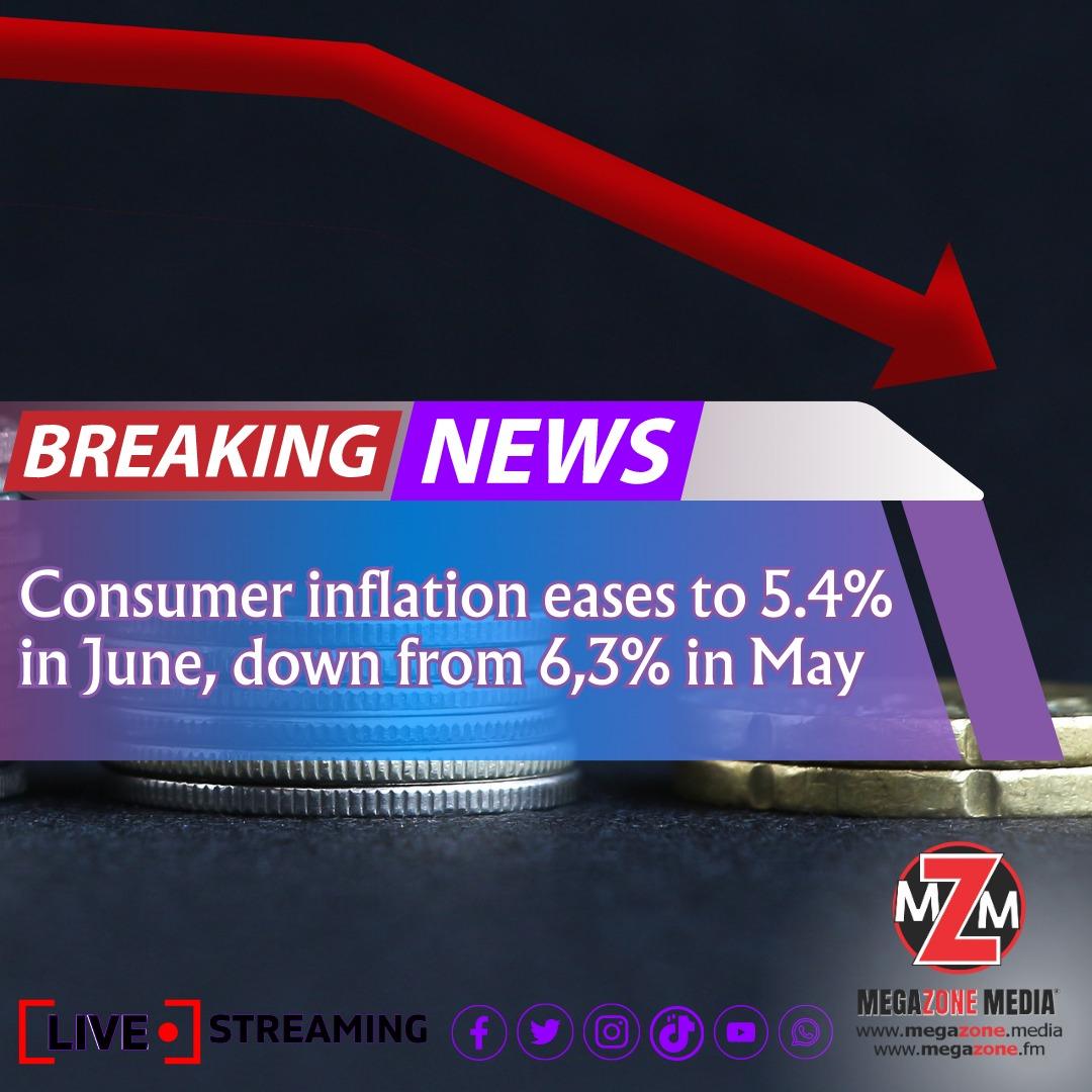 BREAKING NEWS: Consumer inflation eases to 5.4% in June, down from 6,3% in May