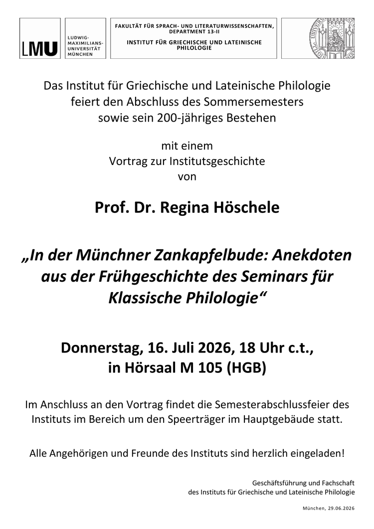 In der Münchner Zankapfelbude: Anekdoten aus der Frühgeschichte des Seminars für Klassische Philologie