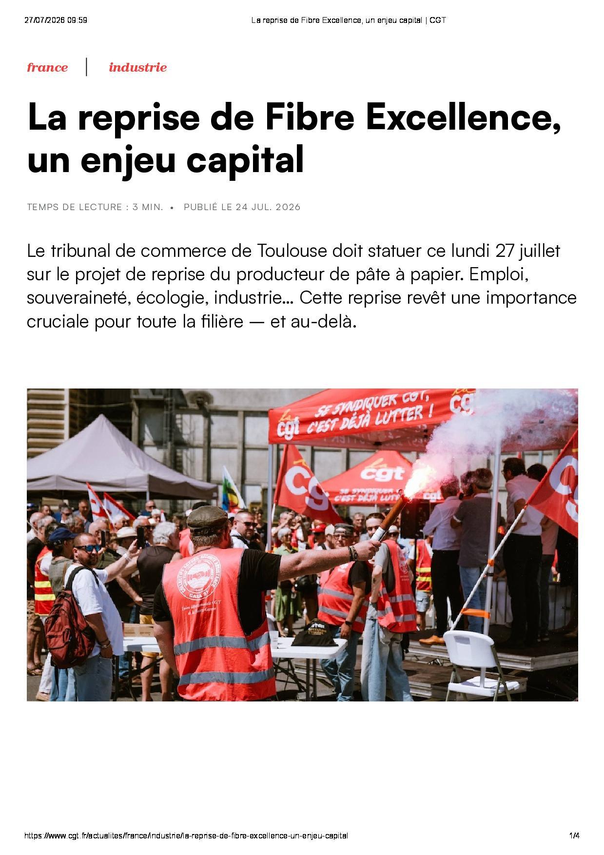 La reprise de Fibre Excellence, un enjeu capital