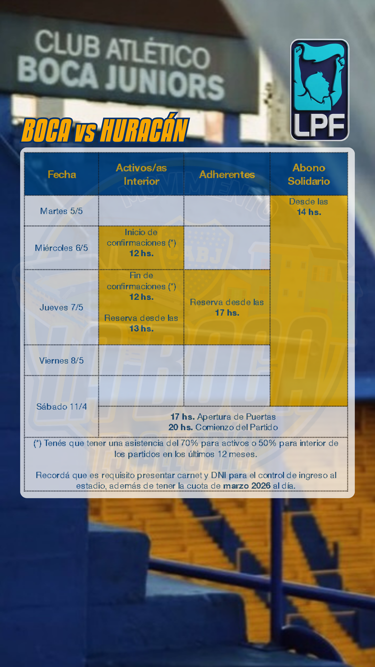 Info importante para el próximo partido