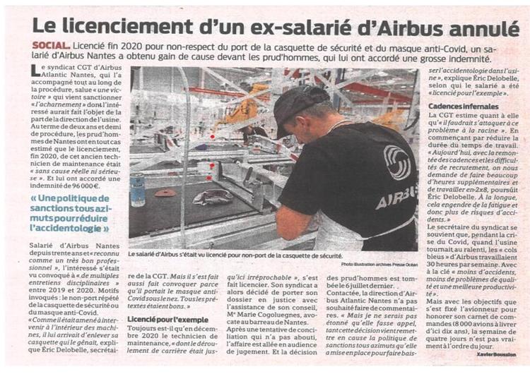 Airbus NANTES: le licenciement d'un ex-salarié annulé