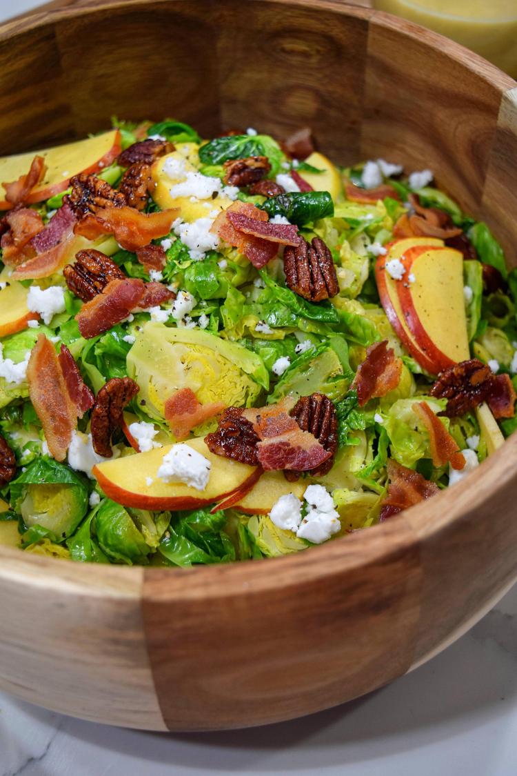 Shaved Brussels Sprouts Apple Bacon Salad