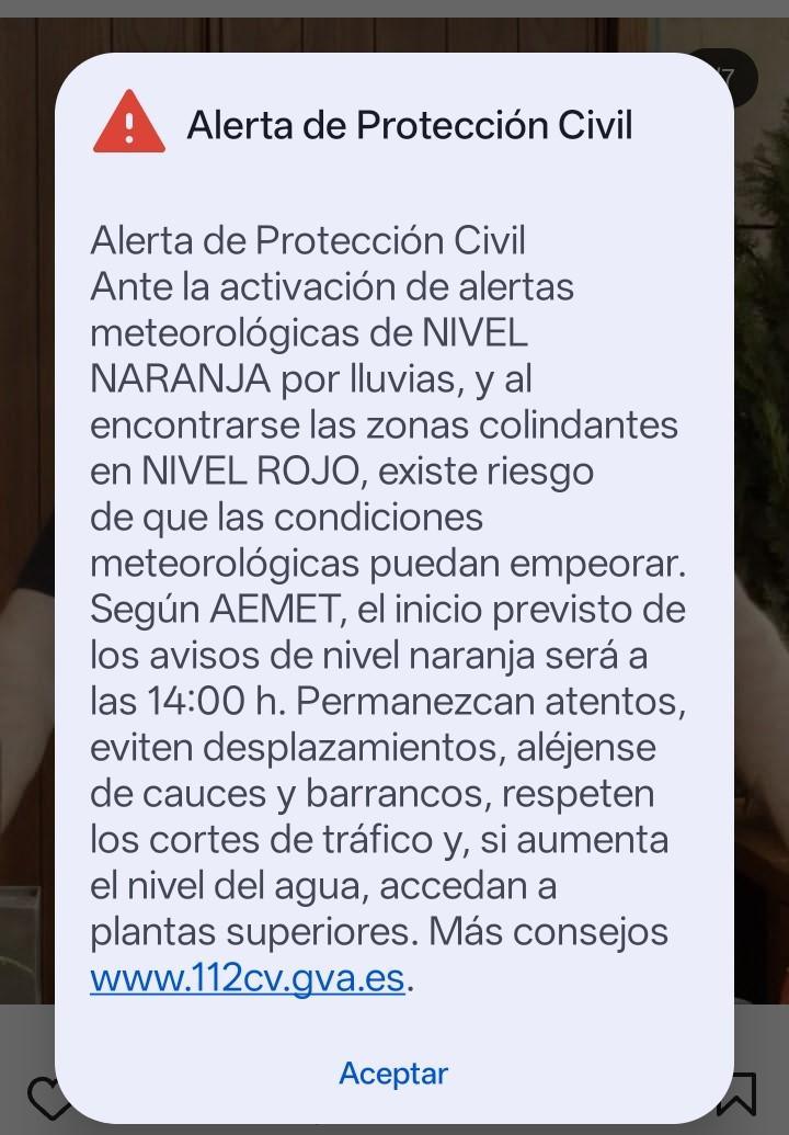 Es-Alert suena en la Marina Alta ante la alerta roja en zonas cercanas