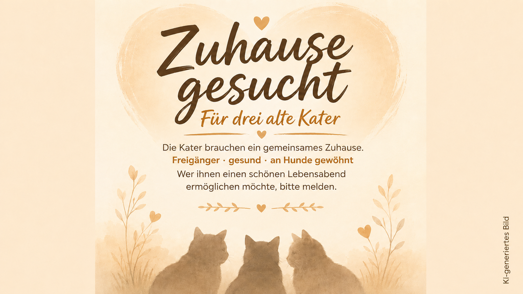 Zuhause gesucht für drei alte Kater