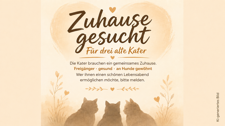 Zuhause gesucht für drei alte Kater