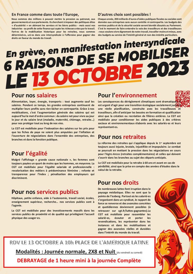 Mouvement de Grève du 13 Octobre 2023 : Modalités Montoir de Bretagne 