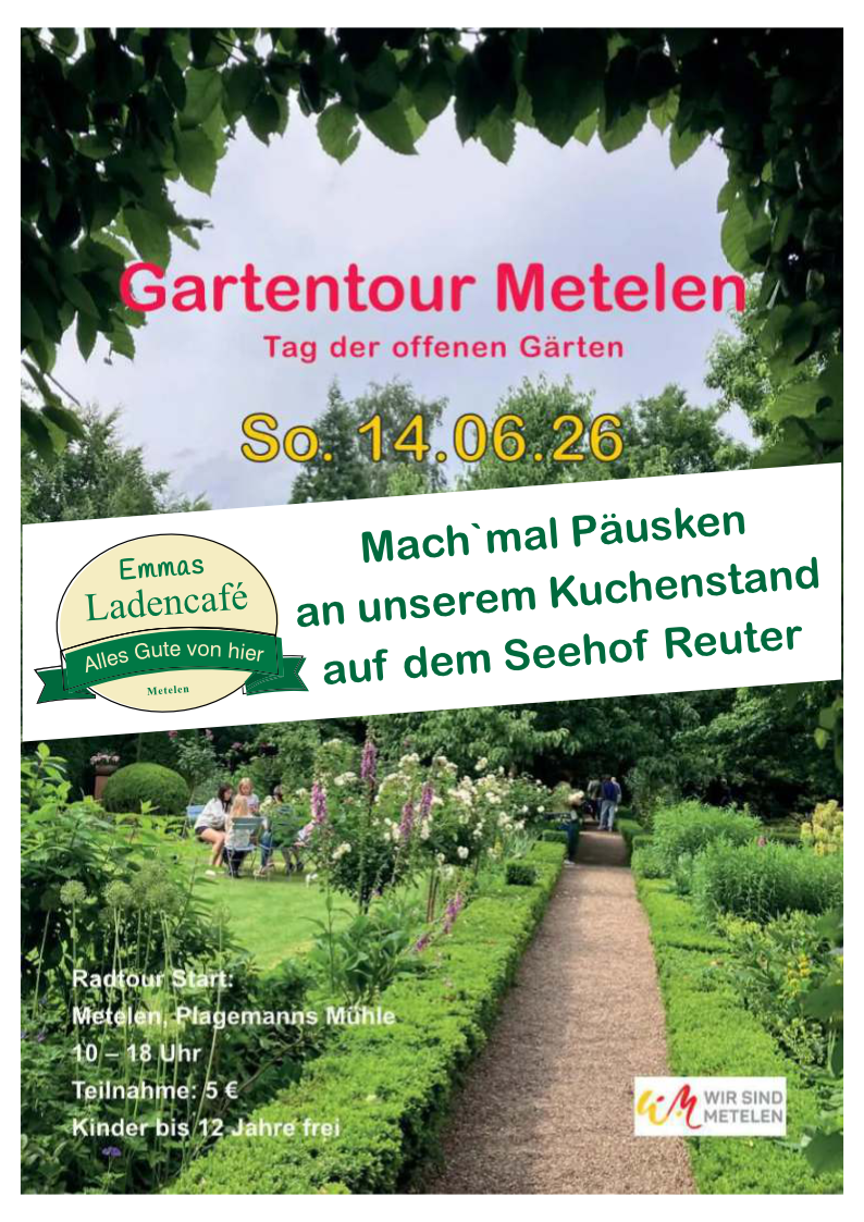 Gartentour 2026: Emmas Ladencafé hat einen Kuchenstand auf dem Seehof Reuter