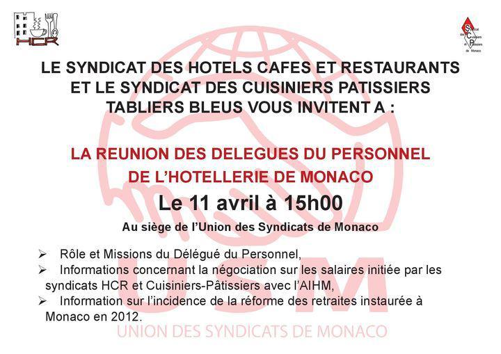 Le 11 Avril à 15h, Importante Réunion des Syndicats de l'hôtellerie à l'USM