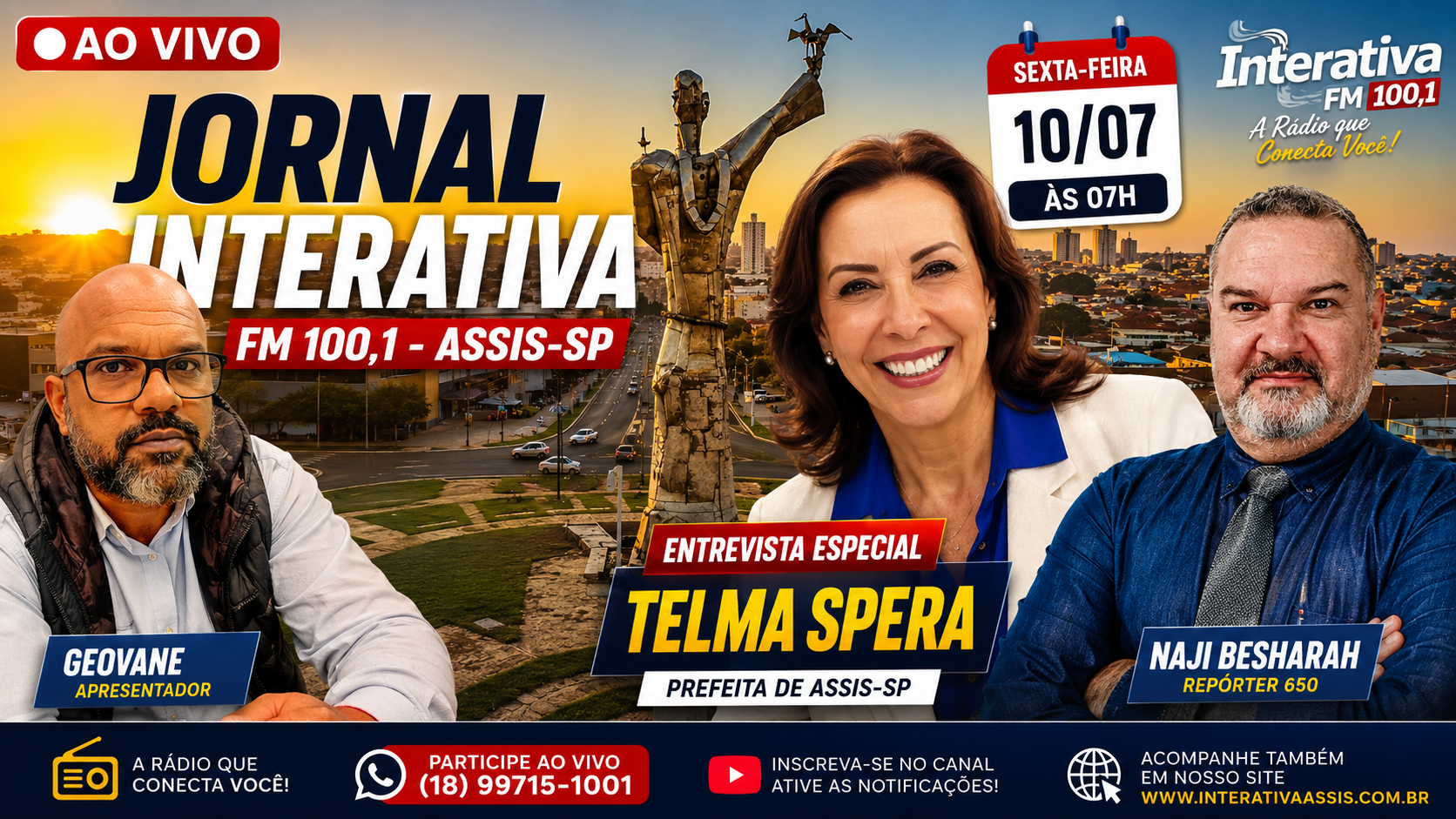 🔴 AO VIVO | Prefeita Telma Spera no Jornal Interativa – 10/07 | Notícias de Assis