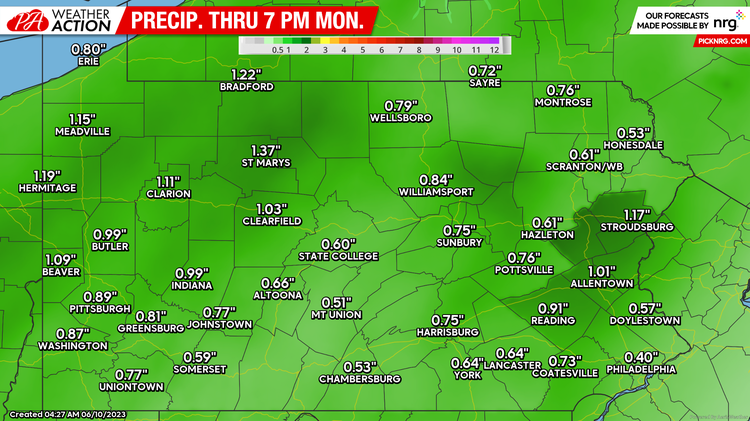 Seasonable Today With Showers in NEPA, Widespread Rain Coming Monday, Totals Here ~>