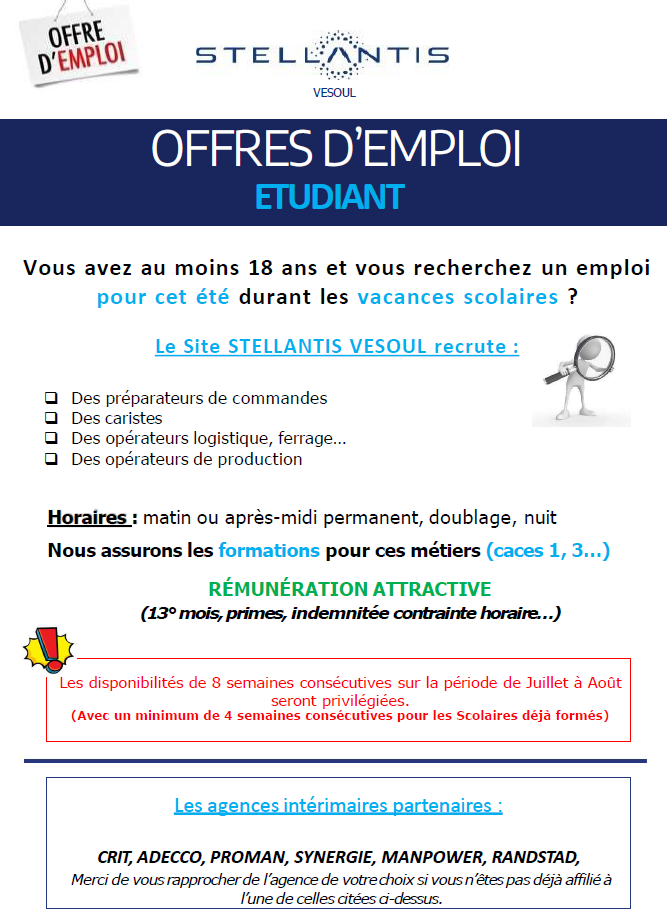 Offres d'emploi étudiant