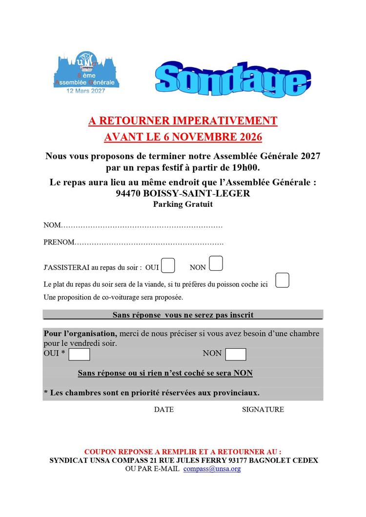 PARTICIPATION AU REPAS DU SOIR