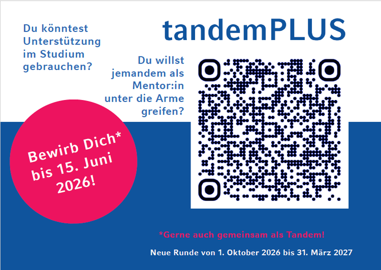 Freie Plätze im Mentoringprogramm tandemPLUS der LMU im Wintersemester 2026/2027