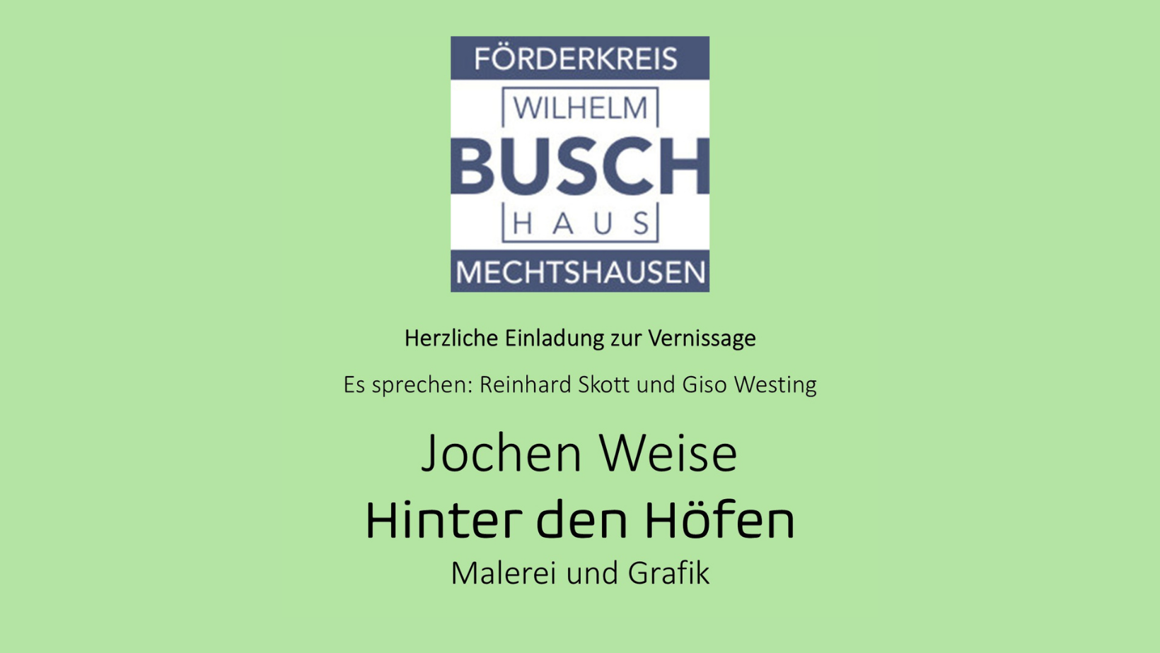  Einladung zur Vernissage "Jochen Weise - Hinter den Höfen" am 17.05.2026