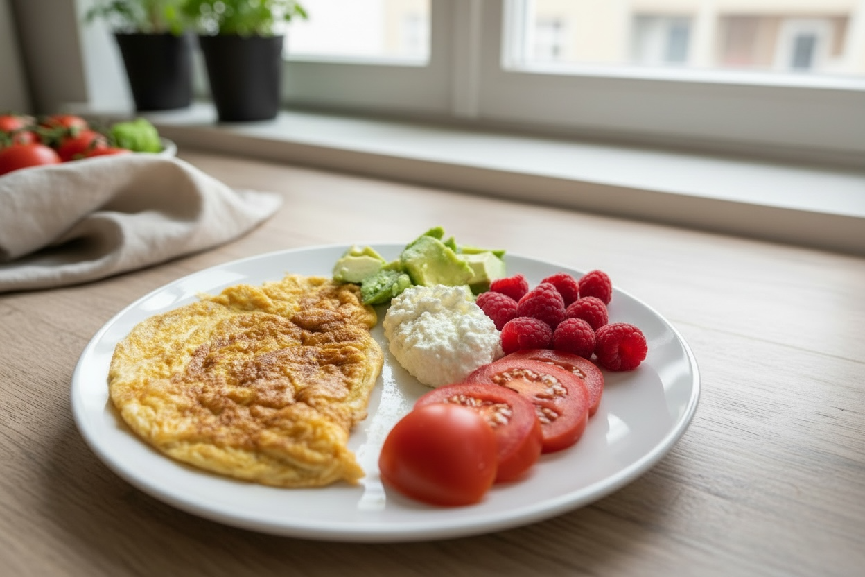 Protein Omelette with Avocado & Berries 