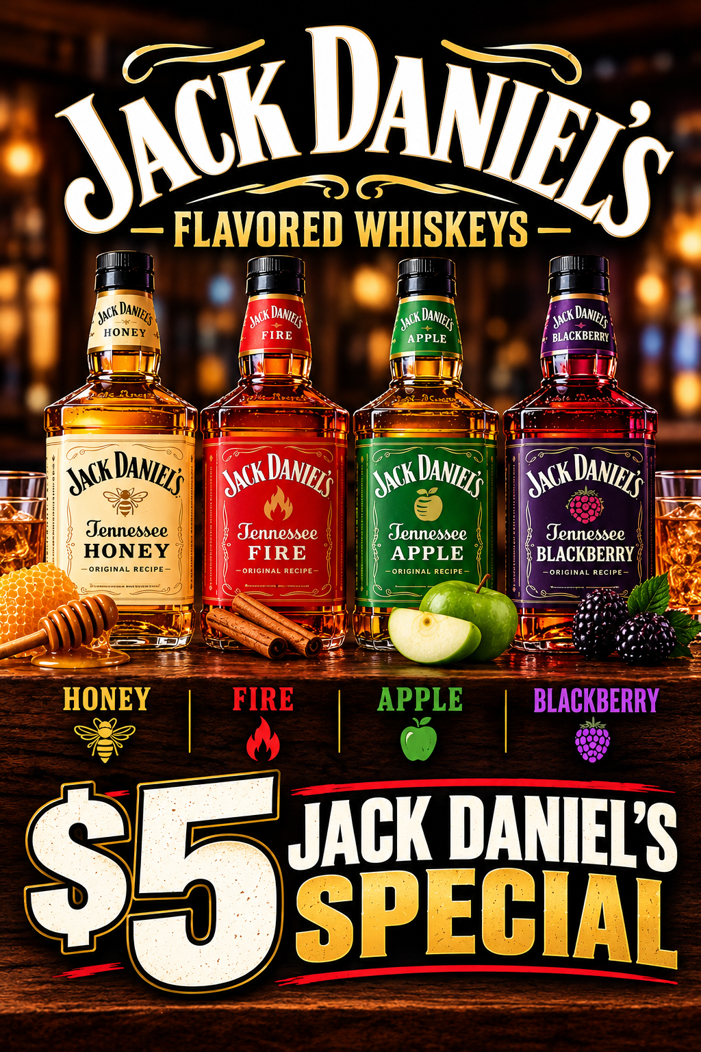 $5 Jack Daniel's Special  |  Flavored Whiskeys