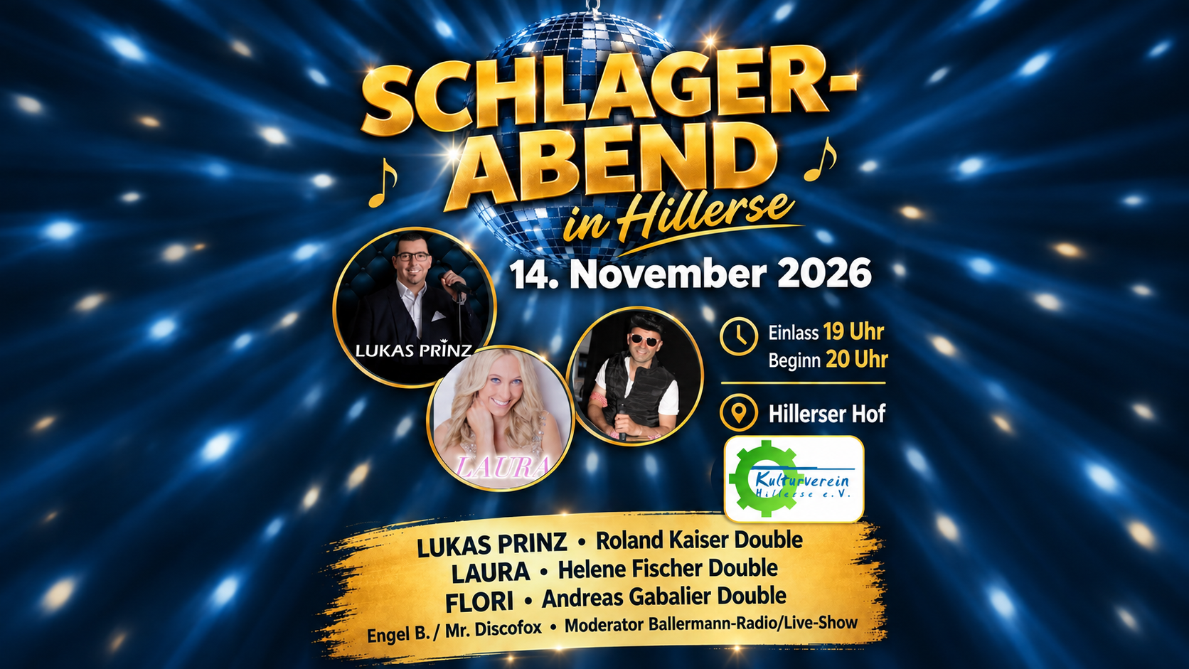Jetzt Tickets sichern für den Schlagerabend in Hillerse