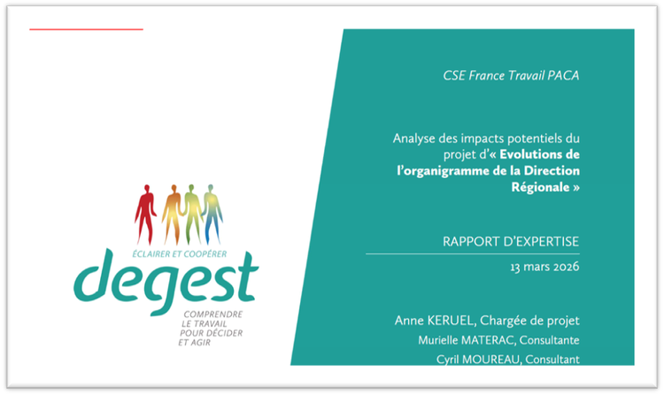 RAPPORT D'EXPERTISE : Impacts du projet d’« Evolutions de l’organigramme de la DR »