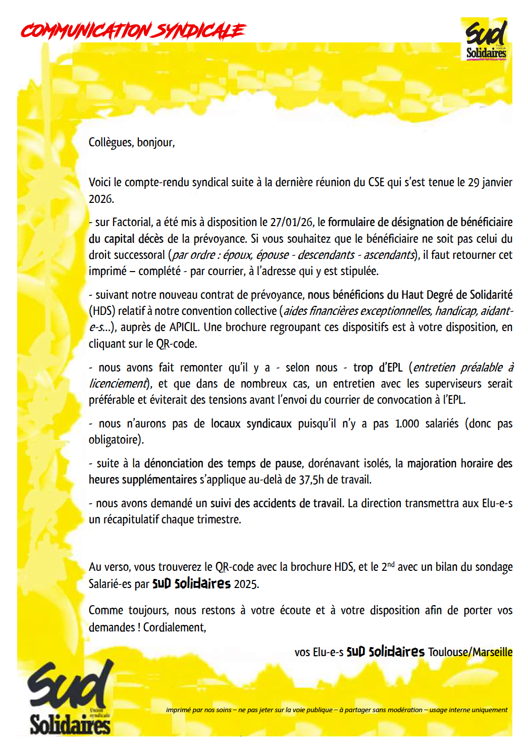 retour de notre enquête sur la santé au travail 