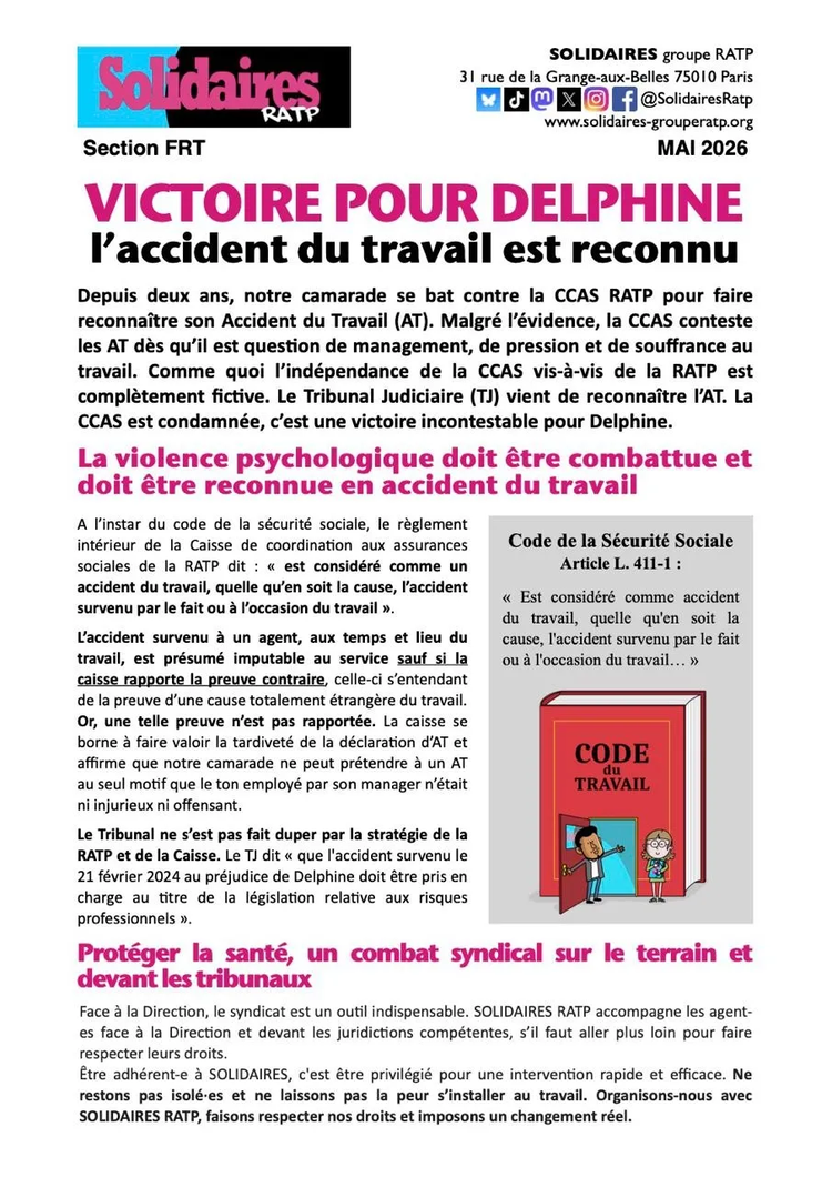 Solidaires RATP // Victoire pour Delphine