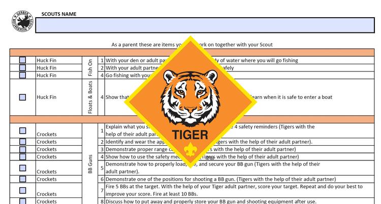 Tiger - Advancement Checklist