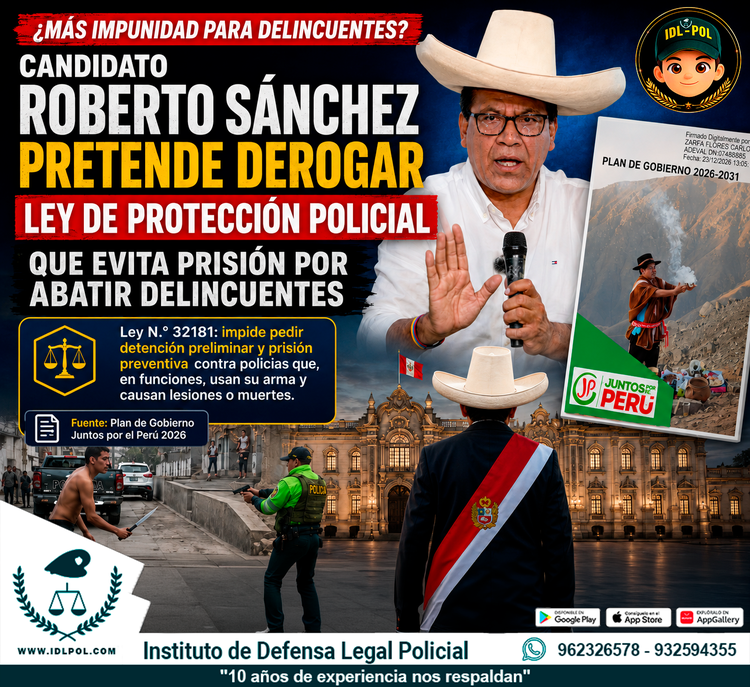 Candidato plantea eliminar norma que protege a policías de prisión preventiva