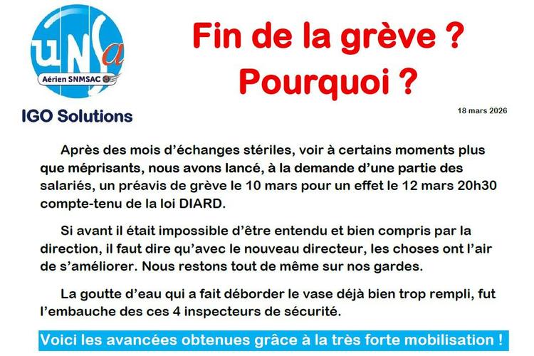 Fin de la grève ? Pourquoi ?