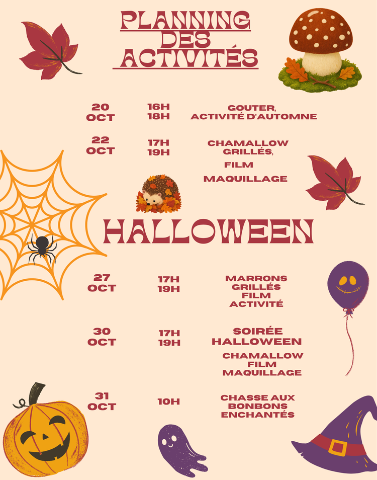 PLANNING DES ANIMATIONS