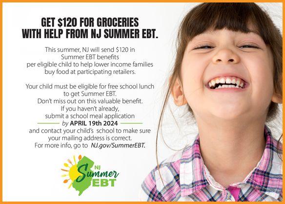  $120 per school-aged child through the new Summer EBT program