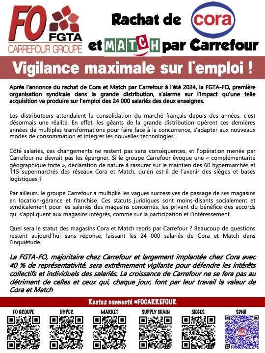 Rachat de Cora et Match par Carrefour