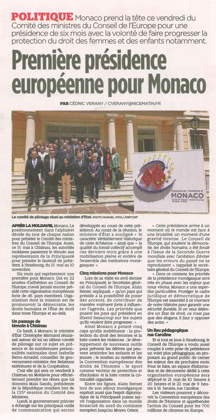  Première présidence européenne pour Monaco