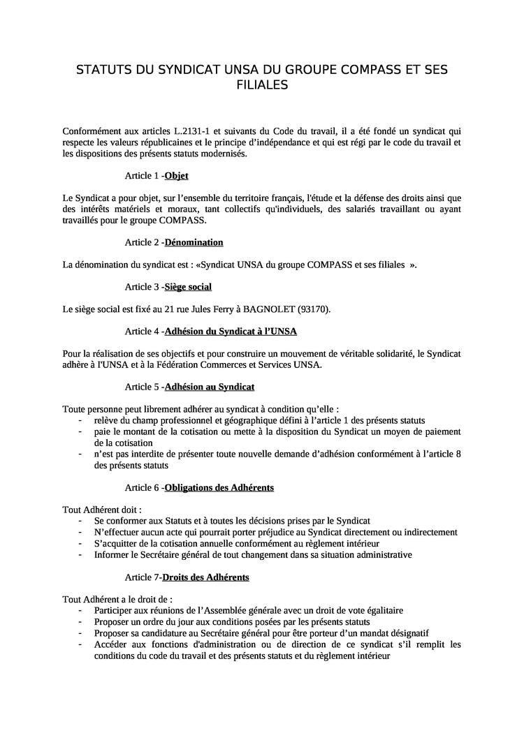 STATUTS ACTUEL