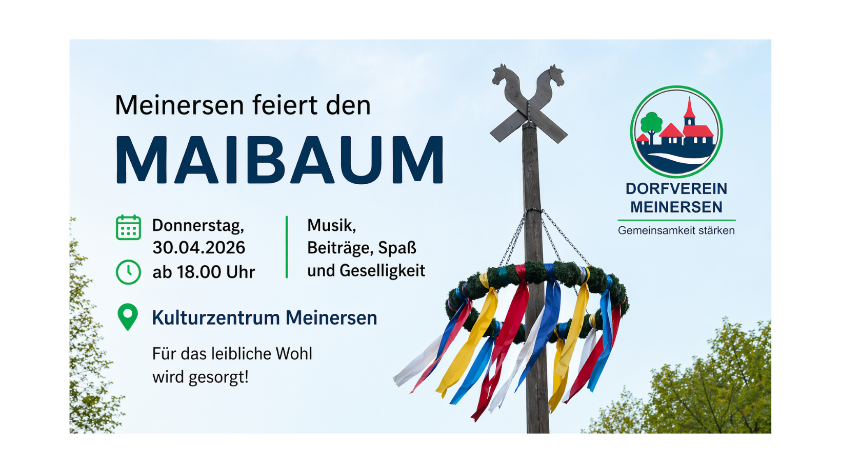 Meinersen: Traditionelles Maibaum-Aufstellen am 30.04.2026