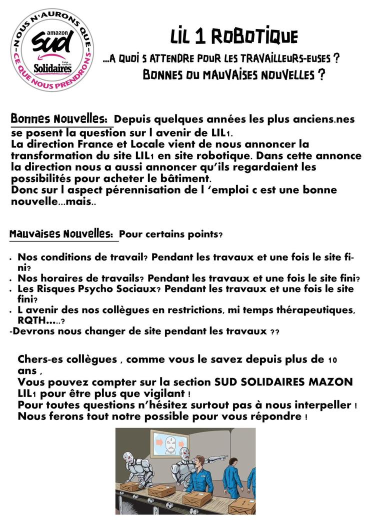 SUD AMAZON LIL1 // Robotique, à quoi s'attendre pour les travailleurs ?