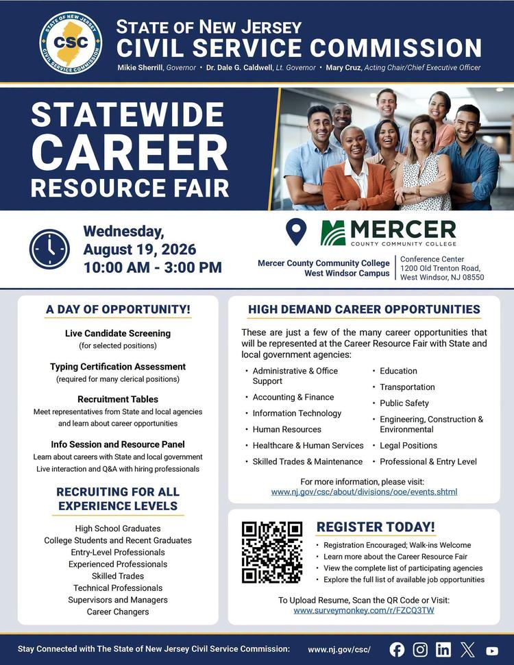 NJ Civil Service Commission Statewide Career Resource Fair!