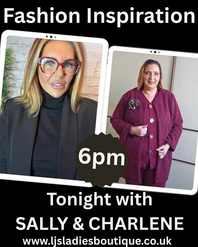 Join us for an exciting evening of **FASHION INSPO** with Sally and Charlie! 🌟  🕕 **TONIGHT at 6 PM!**
