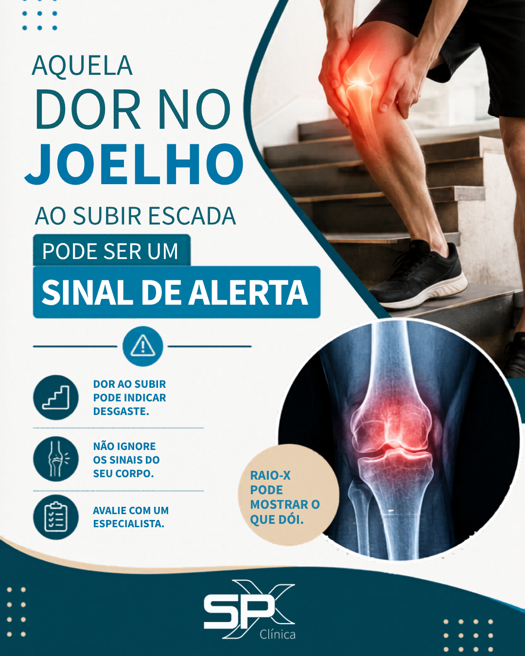 ⚠️🦵🏻 Dor no joelho ao subir escada não é “normal da idade”!