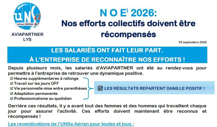 NOE 2026: Nos efforts collectifs doivent être récompensés !