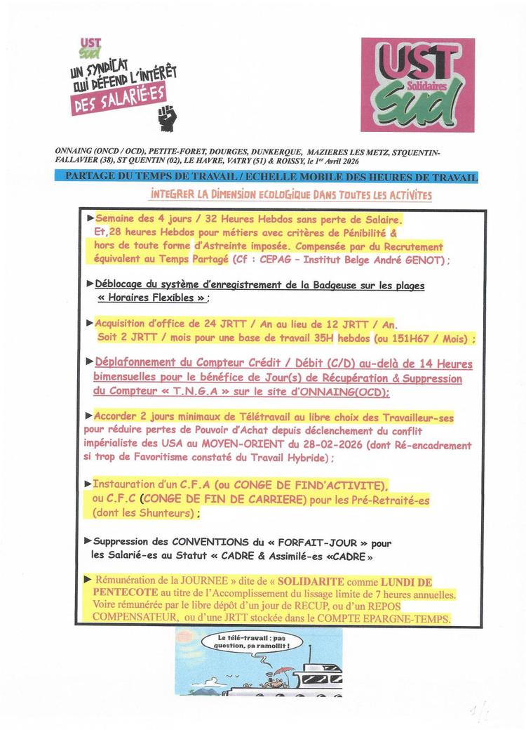 UST YUSEN // NAO 2026 : Partage du temps de travail et échelle horaire mobile