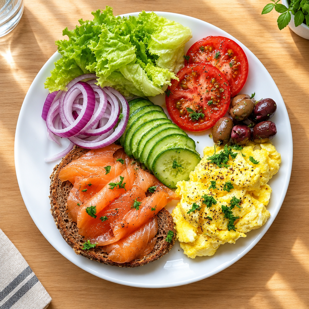 Smoked Salmon & Creamy Scrambled Egg Breakfast Plate
