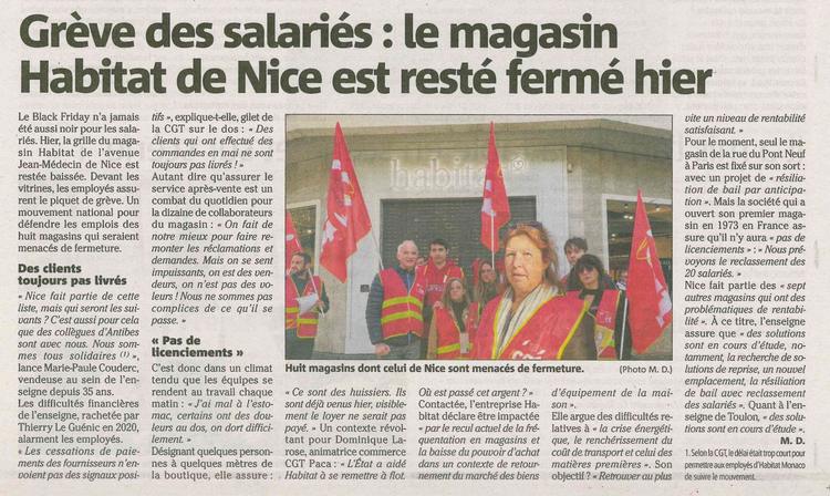 Grève des salariés : le magasin Habitat de Nice est resté fermé le 24 novembre