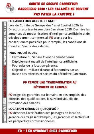 COMITE DE GROUPE CARREFOUR CARREFOUR 2030 : LES SALARIÉS NE DOIVENT PAS PAYER LA FACTURE !