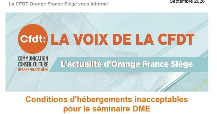 Conditions d'hébergements inacceptables pour le séminaire DME - Septembre 2026