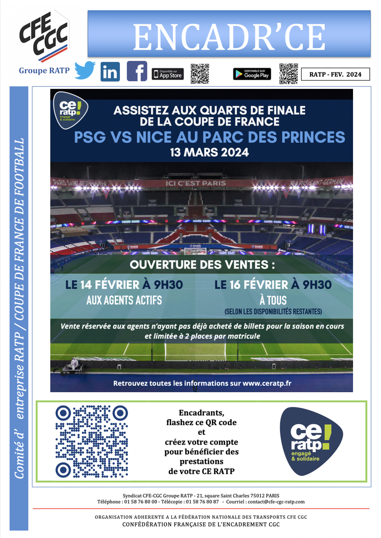 CE RATP - Coupe de France de football PSG vs Nice