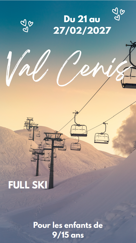 Colonie à Val Cenis pour les 9/15 ans - du 21 au 27/02/2027