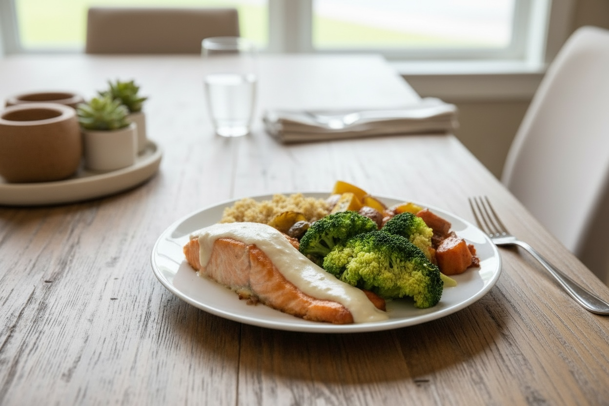 Salmon with Bulgur & Greens 